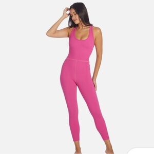Hot pink free people legging jumpsuit